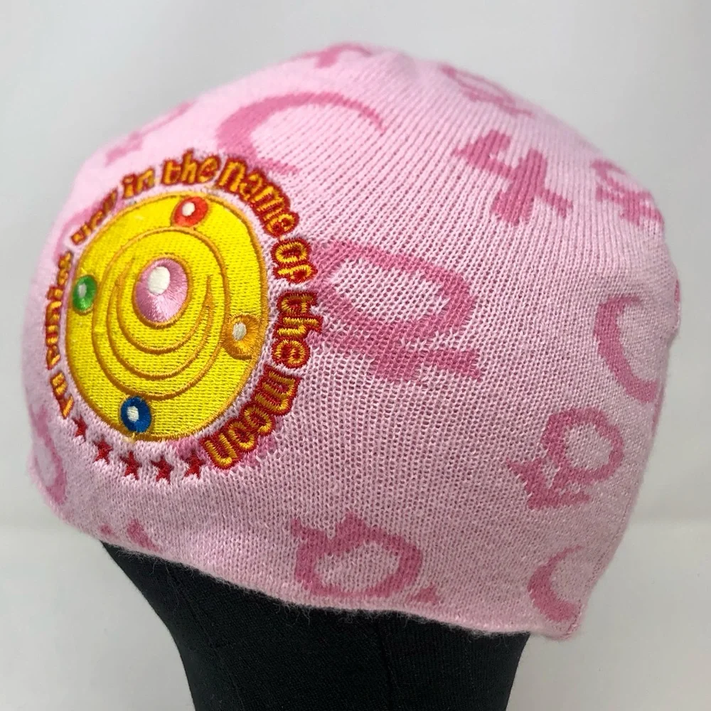 Sailor Moon Beanie Women’s Anime Pink Knit Winter Hat Cap Acrylic Embroidered